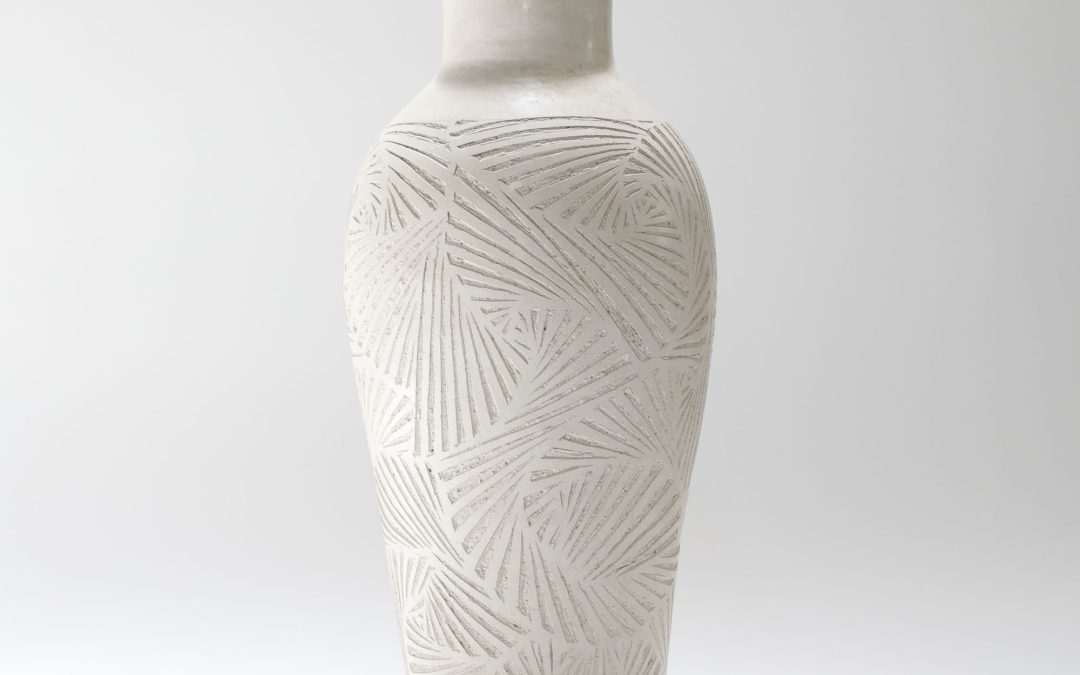 Cream Etched Tadelakt Vase 1