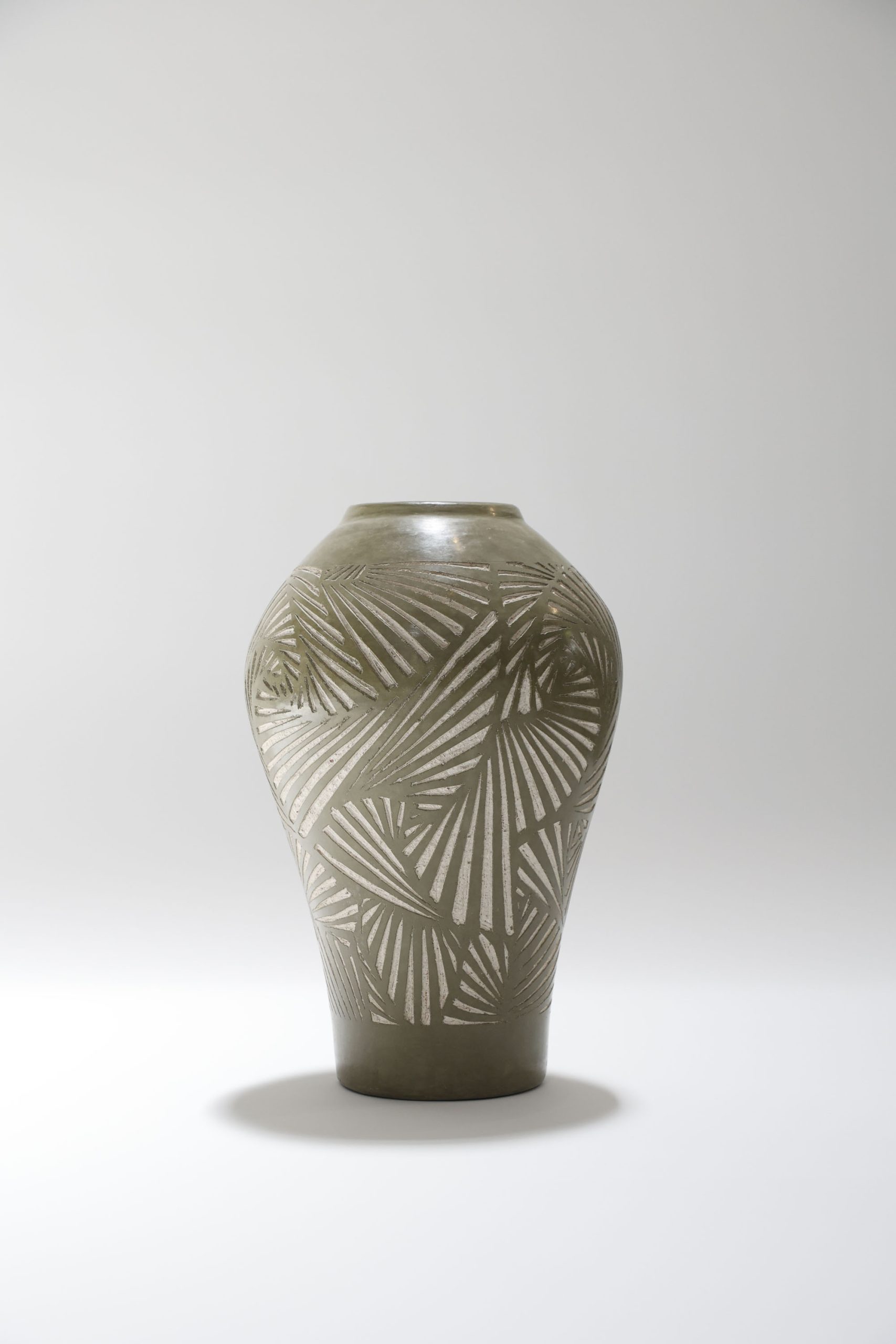 Green Tadelakt Etched Vase-image
