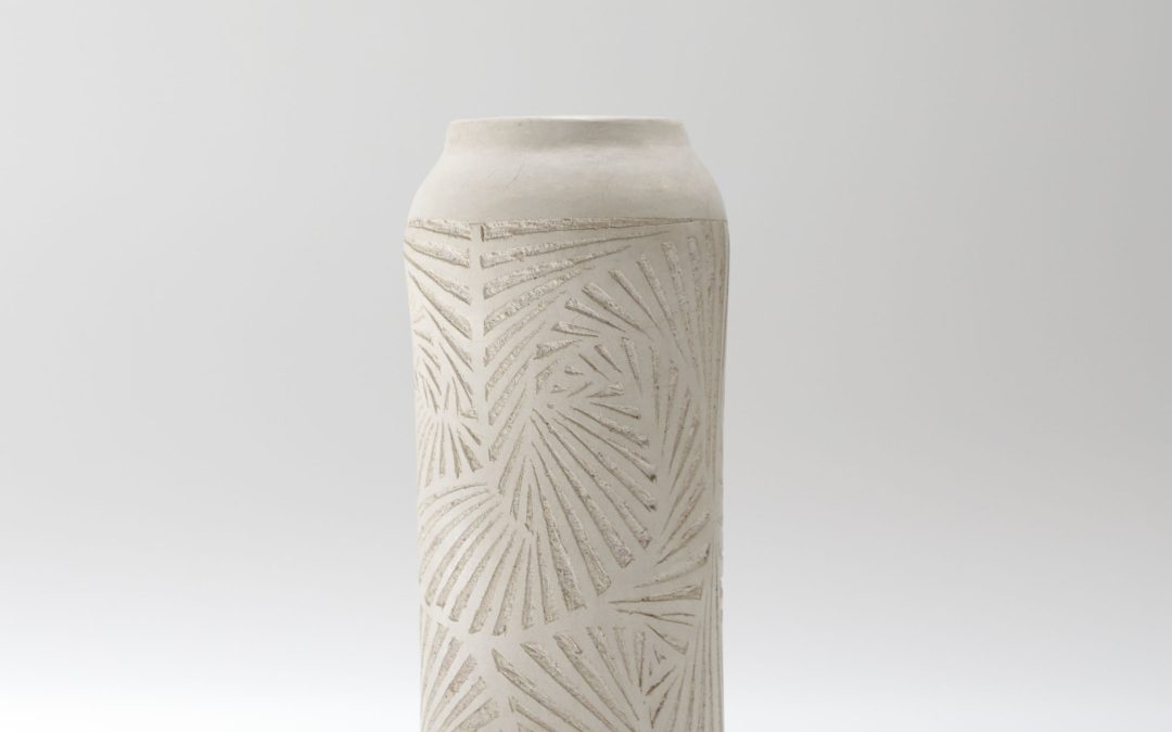 Cream Etched Tadelakt Vase 2