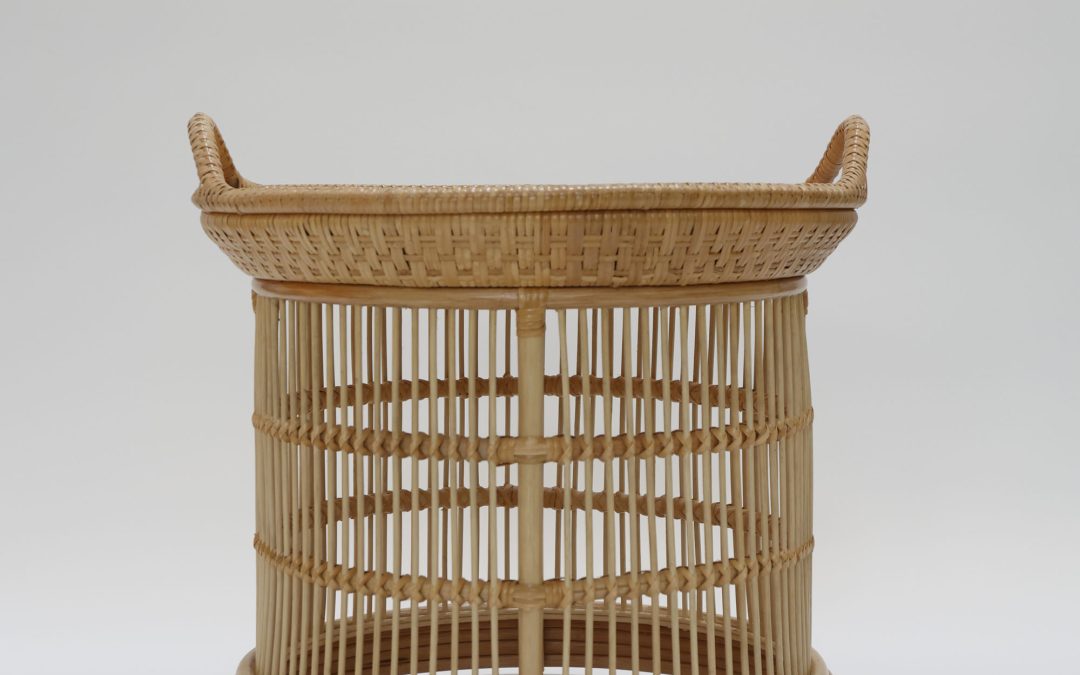HANDWOVEN NATURAL RATTAN SIDE TABLE